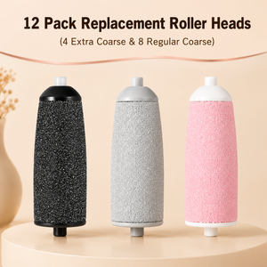 SilkStep 12-pack replacement roller heads — 4 extra coarse, 8 regular coarse